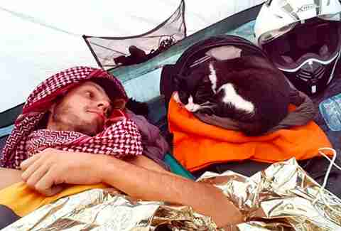 Martin Klauka and Mogli camping