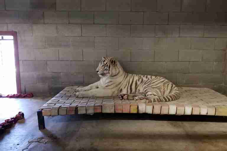Zahra the white tiger at the big cat sanctuary in Texas