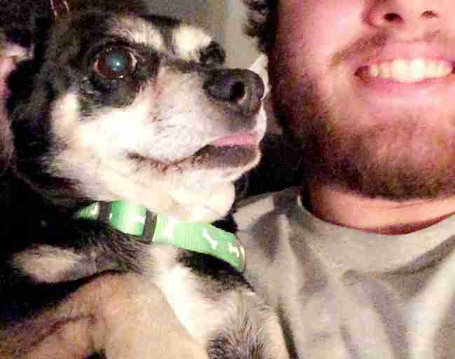 Jasper the dog with his foster Trevor Lowrimore