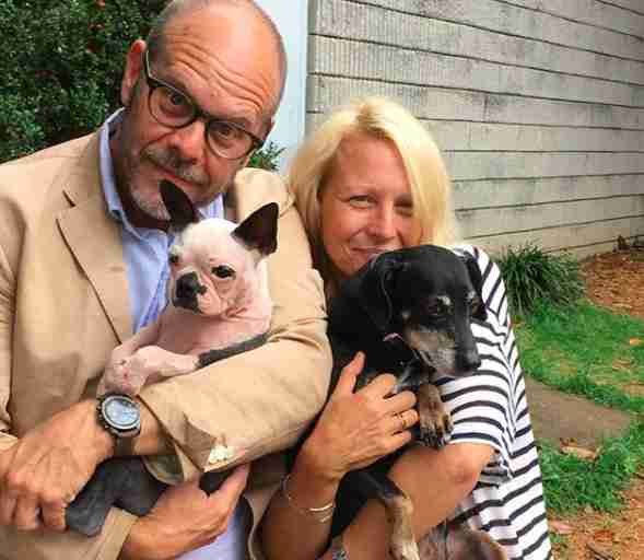 Alton Brown and his newly adopted dog Abigail