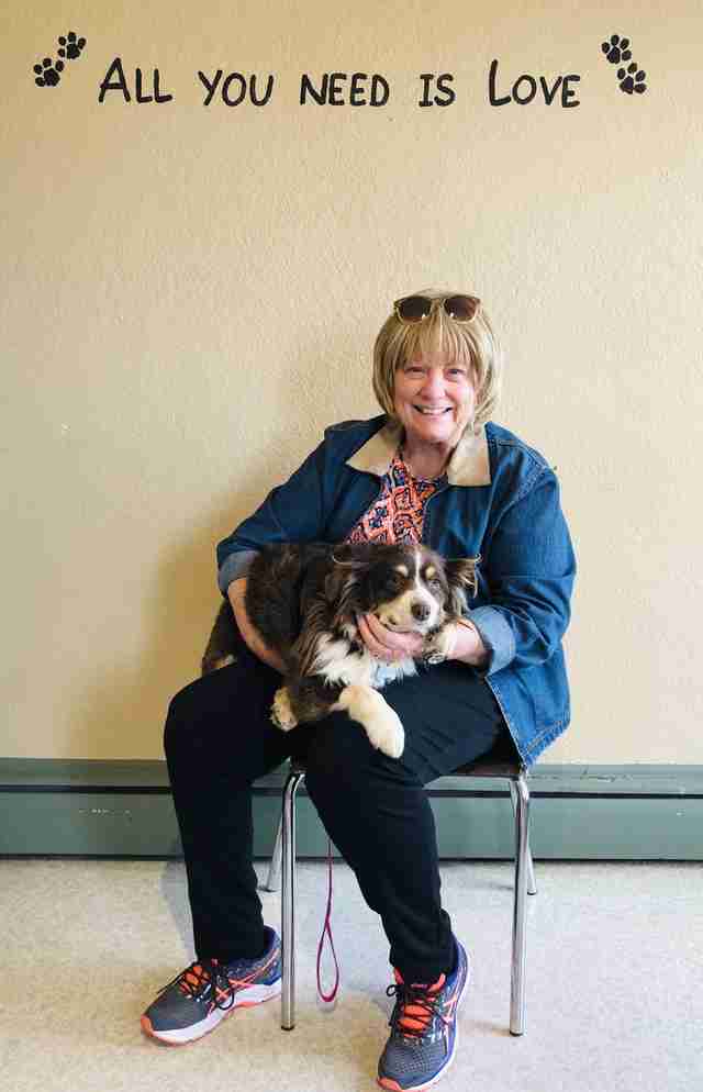 Honey the dog and her adopter at the Southern Colorado shelter