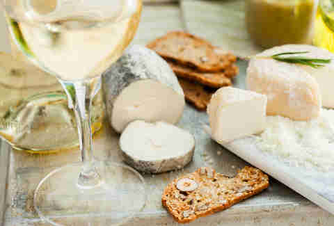 white wine and goat cheese