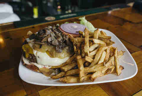 mushrooms on burger