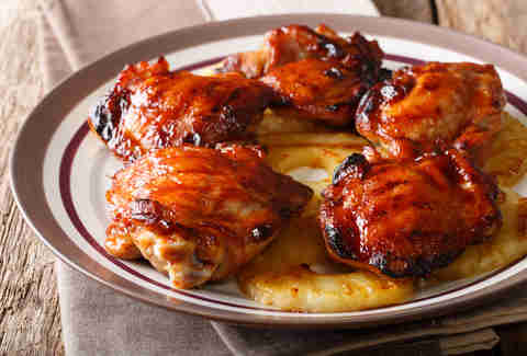 Hawaiian grill spicy chicken thighs huli huli with pineapple