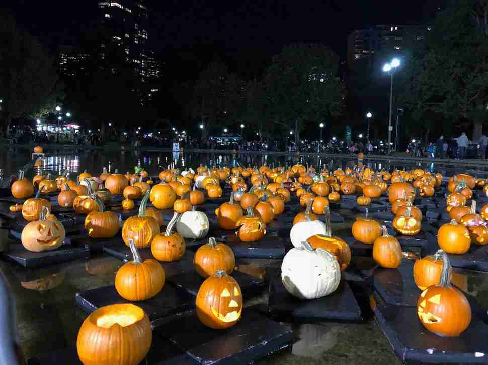 The Boston Common Frog Pond pumpkin float