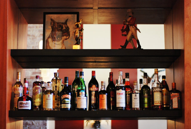 Xolo's storage closet, now a bar