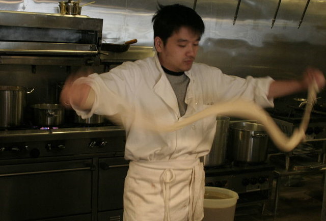 Bowls and bowls of hand-pulled noodles
