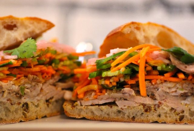 Tri-pork sandos and pan-juiced chicken legs in the FiDi