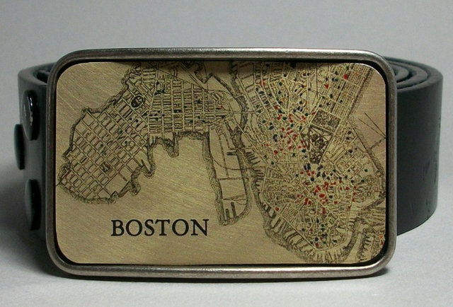 Massachusetts Vintage Map Belt