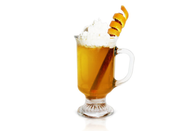 A morning tipple topped with whipped cream and orange rind shavings