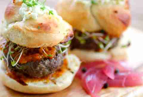 Lamb sliders on soft yeast rolls at The Local House
