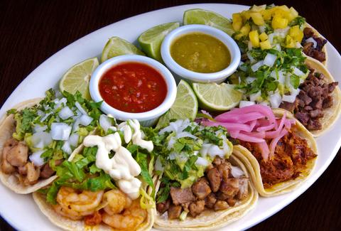 Taco platter at La Puerta