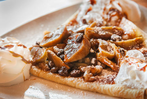 Apple caramel crêpe at Bino's Bistro and Crêperie.