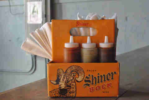 Housemade hot sauces at Silver Dollar Louisville