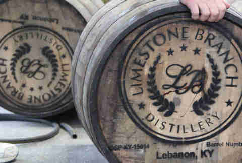 Bourbon barrels at Limestone Branch distillery