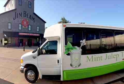 mint julep tours bus parked outside jim beam american stillhouse