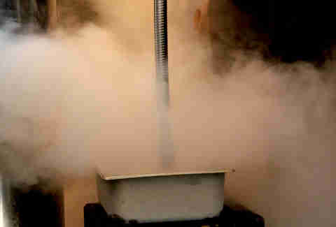 Releasing liquid nitrogen for the burgers at Morgan's Pier