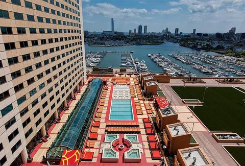 A birds eye view of the pool at Golden Nugget