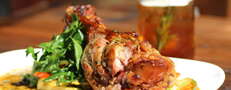 Enormous ham hocks and beer cocktails in a former Masonic temple