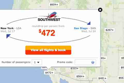 Southwest's getaway finder