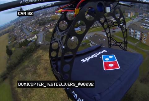 Domino's domicopter helicopter delivering pizzas in London