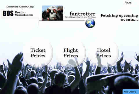 Fantrotter searching screen