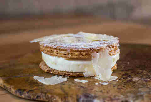 Qui cheddar cheese ice cream sandwich