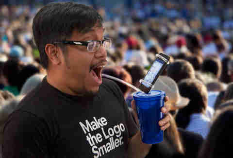 The phone holding cup made this guy's day