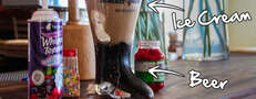 The world's biggest ice cream beer float has 12 scoops, 68oz of brew, and comes served in a glass boot