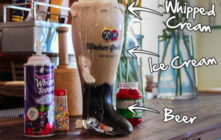 The world's biggest ice cream beer float has 12 scoops, 68oz of brew, and comes served in a glass boot
