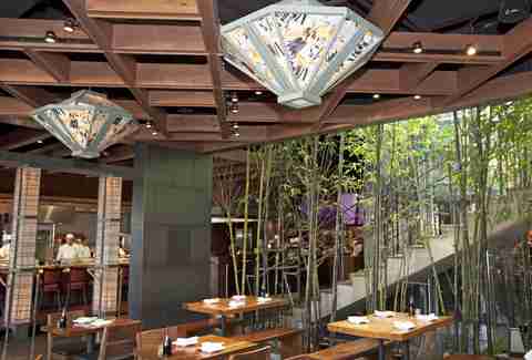 bamboo in the dining room at Izakaya Den