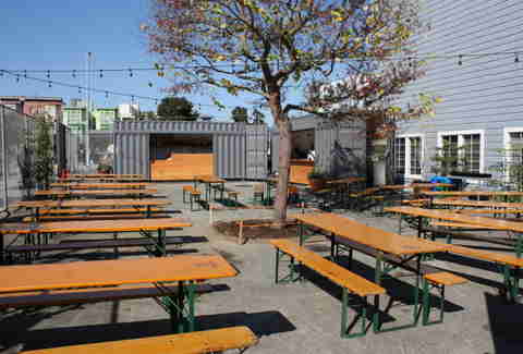 Outdoor seating at Biergarten