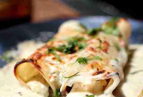 Cheese and bean enchilada at Huahua’s Taqueria