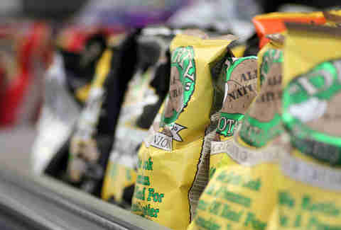 Rack of potato chips at Pauli's North End