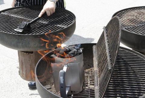 Hot coals on a grill
