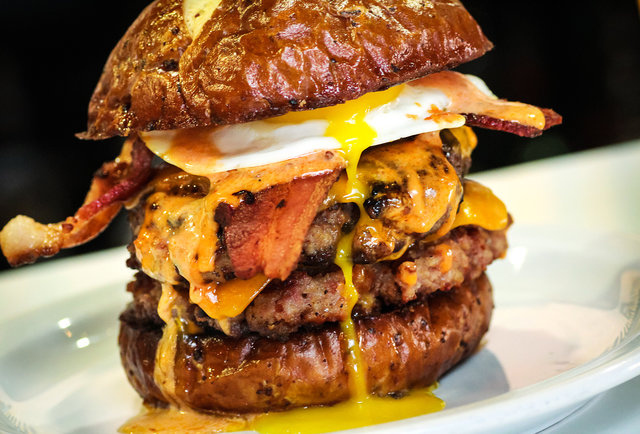 The 100% bacon 'Merica Burger at Slater's 50/50 in San Diego.-This 'Merica Burger is basically 100% made of bacon