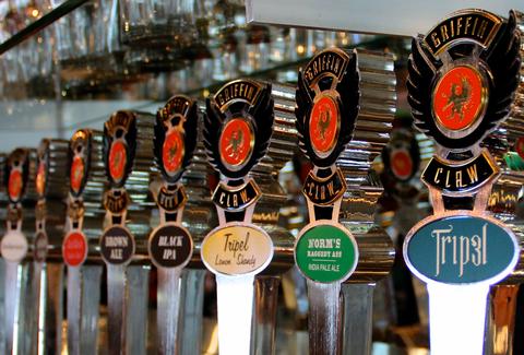 The tap handles at Griffin Claw Brewing Company