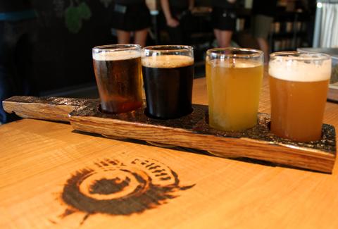 A paddle of beers at Griffin Claw Brewing Company