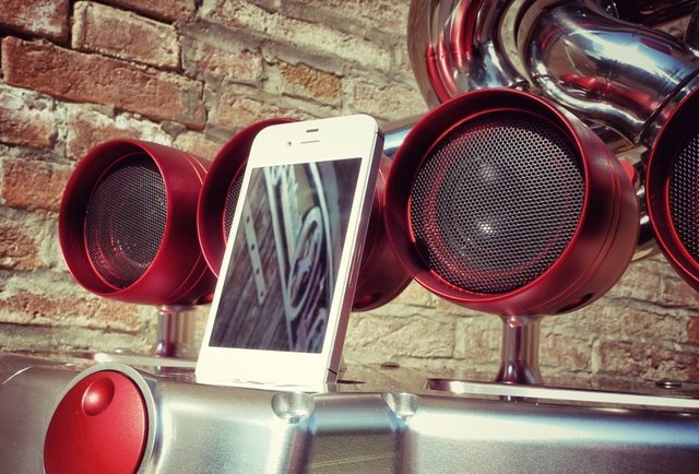 Because music sounds better when pumped through a Formula 1 exhaust