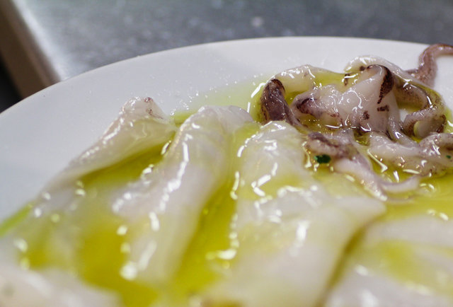 Season Squid w/ Salt, Pepper & Olive Oil