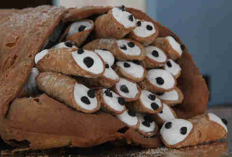 The cannoli stuffed cannoli at Potito's Bakery