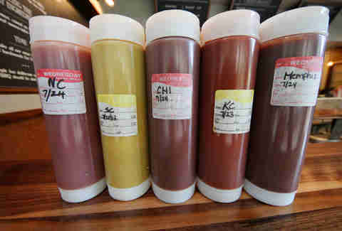 Regional BBQ sauces at Blackwood BBQ in the Loop