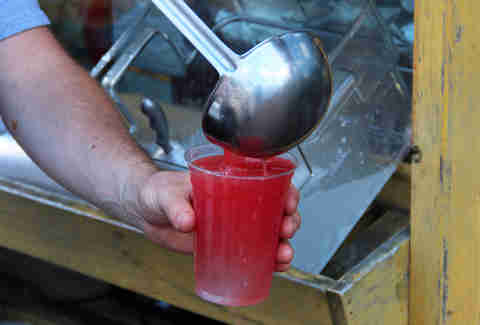 Cup of watermelon aqua fresca at Formaggio Kitchen