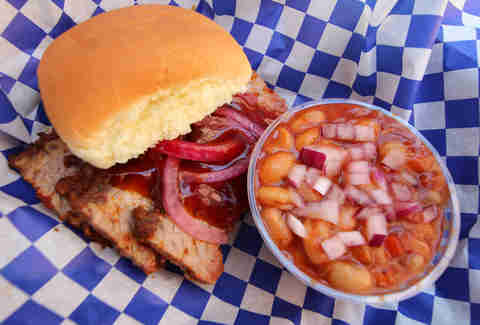 Beef brisket at the Husky Hog BBQ food truck