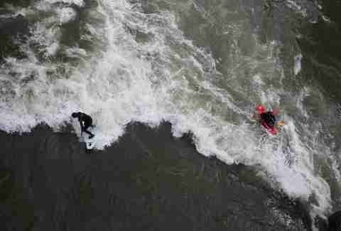 River surfing the River Mur in Austria.
