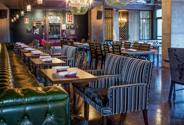 Grilled cheese sliders & paperbag beers inside the Hard Rock