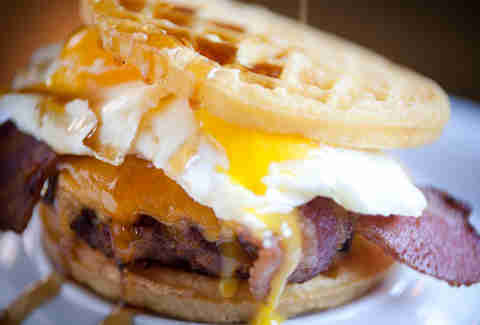 Slater's 50/50 Breakfast Sandwich at Slater's 50/50 at Liberty Station San Diego.