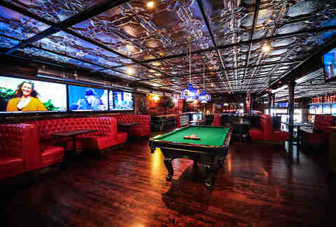 Pool table at the Lucky Bastard Saloon in the Gaslamp District of San Diego.