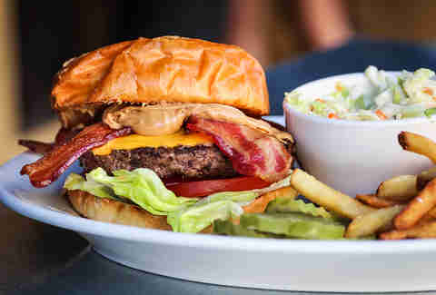 The Lucky Bastard Burger at the Lucky Bastard Saloon in the Gaslamp of San Diego.
