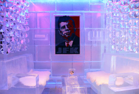 Painting of JFK at Frost Ice Bar